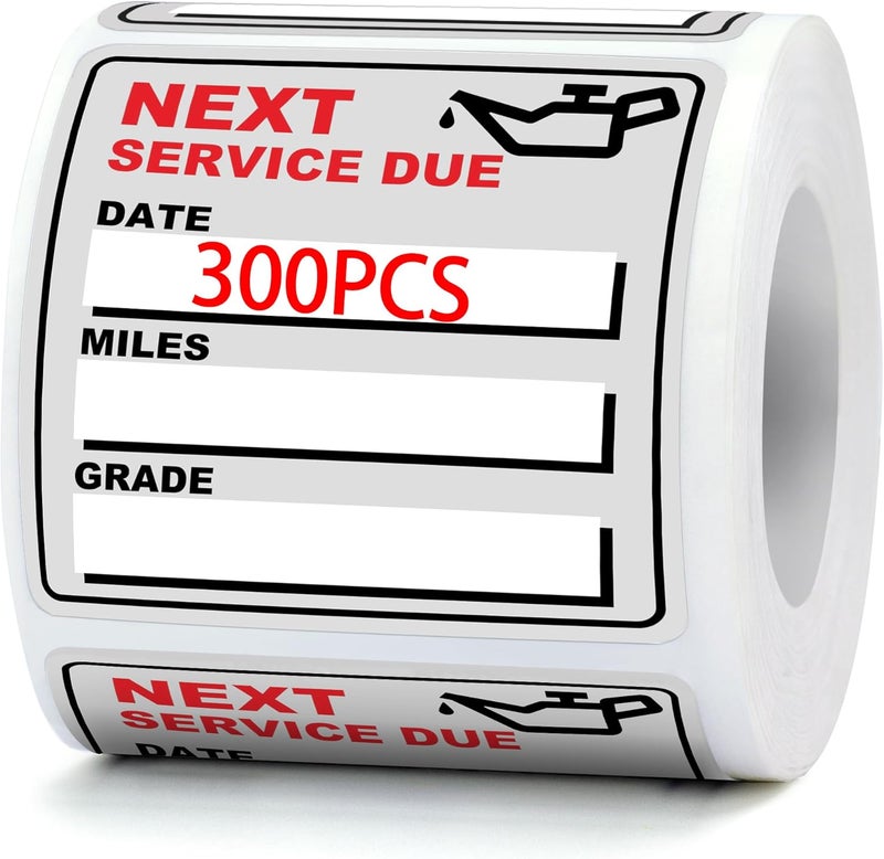 GUEER for Oil Change Stickers Vinyl 300 Pcs 2”x 2” Service Black Stickers, Next Service Due Reminder Sticker Labels, Easy to Write on, Easy to Peel with No Residue (White) - Image 1